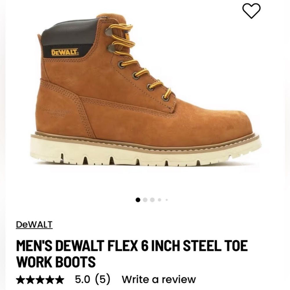 DEWALT Sz 11.5 Brown Suede 6” Steel Toe Work Boots Orig $180 Worn 2x Exc Cond